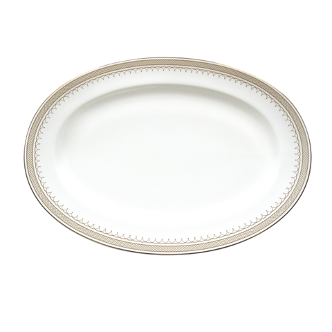 Lattice Gold Oval Platter 14-1/4"