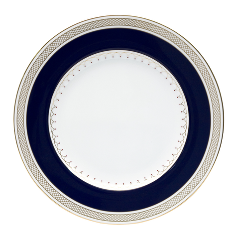 Lattice Gold Blue Round Accent Plate 9"